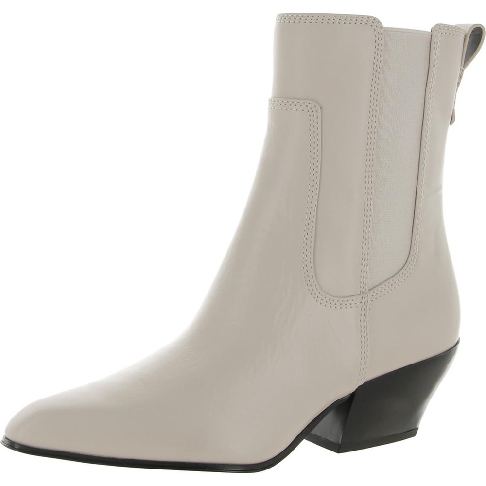 NWT Franco Sarto Anina Chalk Leather Mid Calf Almond Toe Western Chelsea Size 7